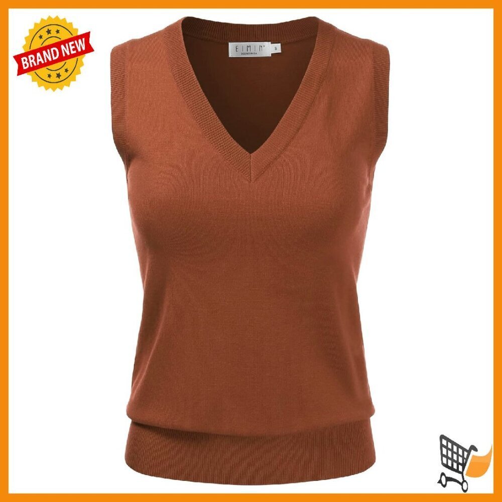 V-Neck Sleeveless Stretch Sweater Vest Top Sizes S-3X